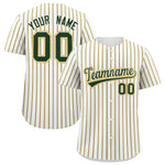 Custom White Green Tricolor Stripe Fashion Baseball Jersey | BuyFootballJersey