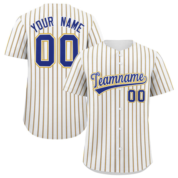 Custom White Royal Tricolor Stripe Fashion Baseball Jersey | BuyFootballJersey