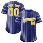 Custom Royal White Tricolor Stripe Fashion Baseball Jersey | BuyFootballJersey