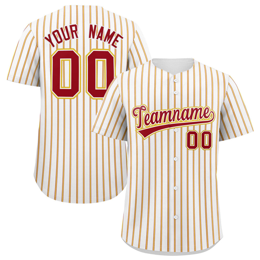 Custom White Red Tricolor Stripe Fashion Baseball Jersey | BuyFootballJersey