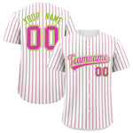 Custom White Neon Green Tricolor Stripe Fashion Baseball Jersey | BuyFootballJersey
