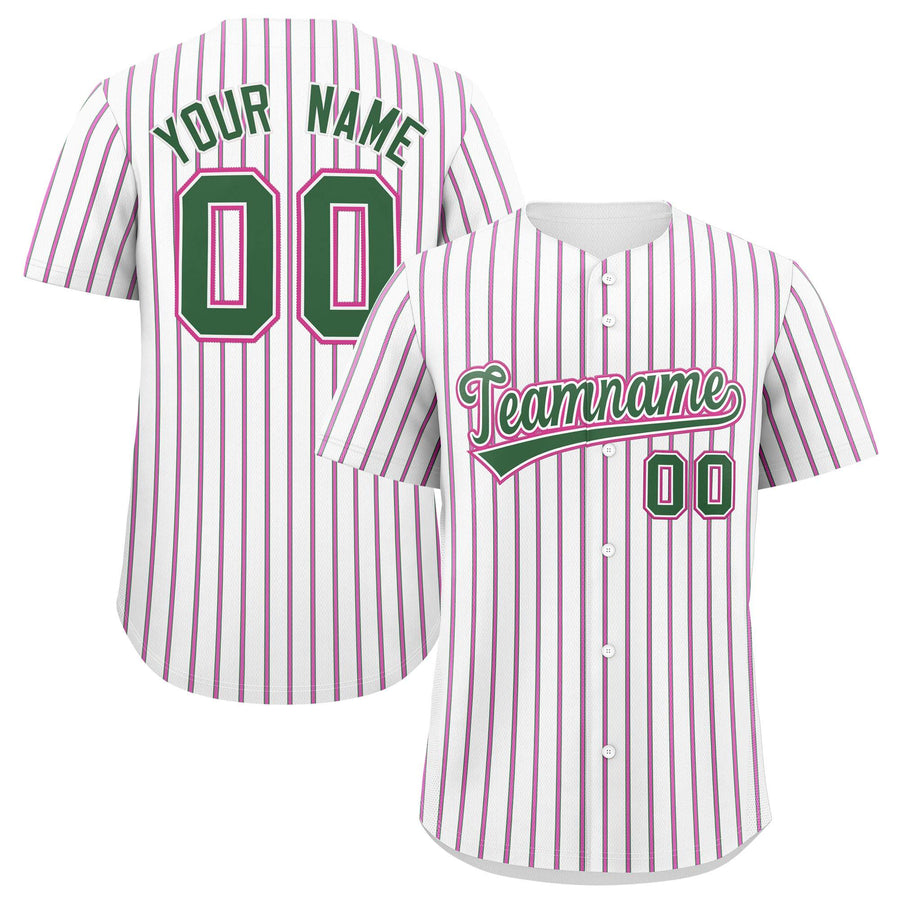 Custom White Kelly Green Tricolor Stripe Fashion Baseball Jersey | BuyFootballJersey