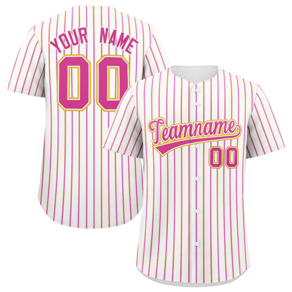 Custom White Gold Tricolor Stripe Fashion Baseball Jersey | BuyFootballJersey