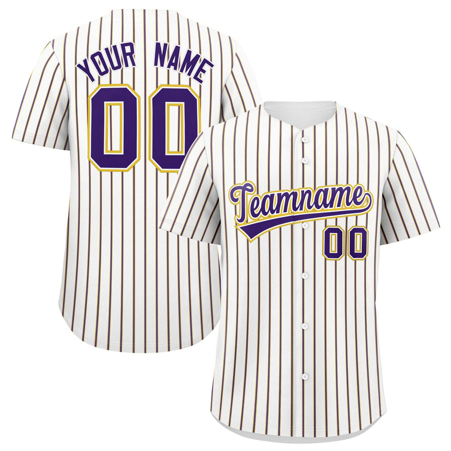 Custom White Gold Tricolor Stripe Fashion Baseball Jersey | BuyFootballJersey