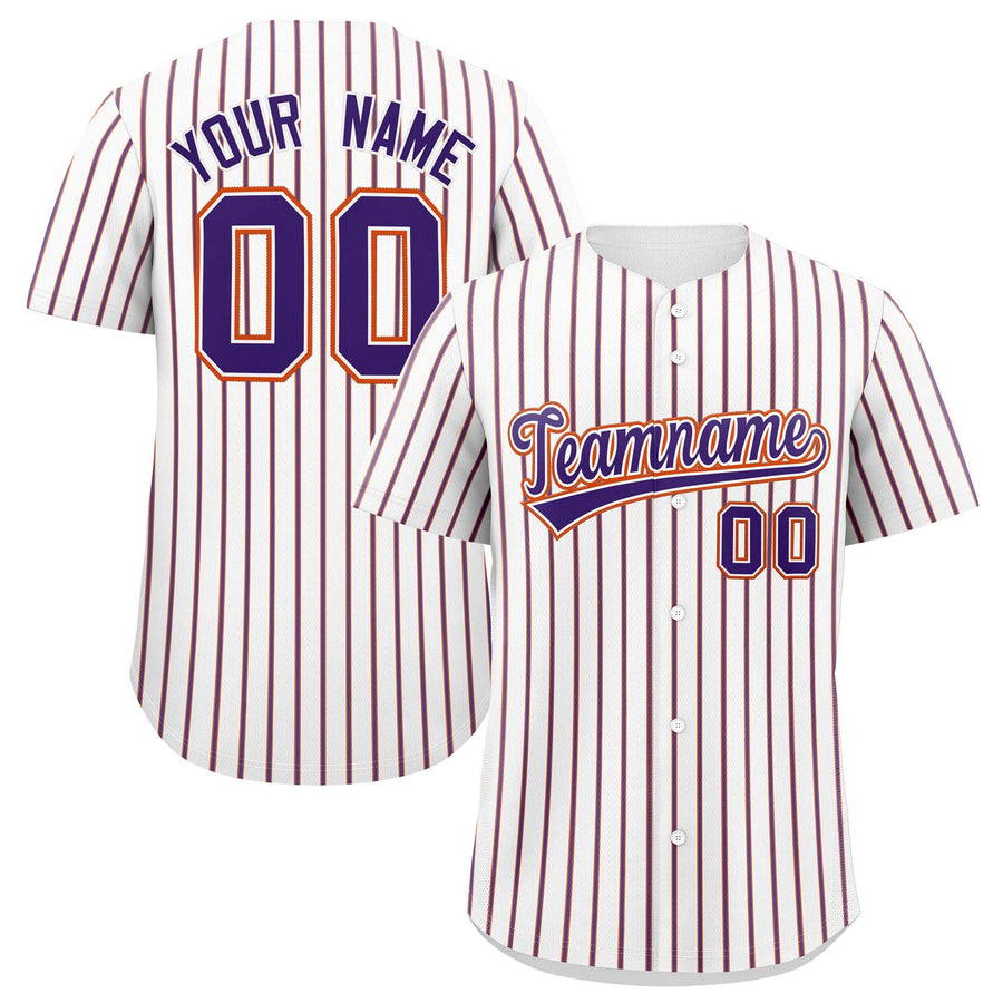 Custom White Orange Tricolor Stripe Fashion Baseball Jersey | BuyFootballJersey