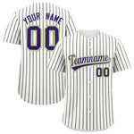 Custom White Neon Green Tricolor Stripe Fashion Baseball Jersey | BuyFootballJersey