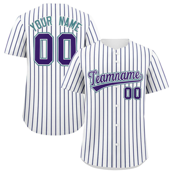 Custom White Aqua Tricolor Stripe Fashion Baseball Jersey | BuyFootballJersey
