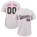 Custom White Pink Tricolor Stripe Fashion Baseball Jersey | BuyFootballJersey