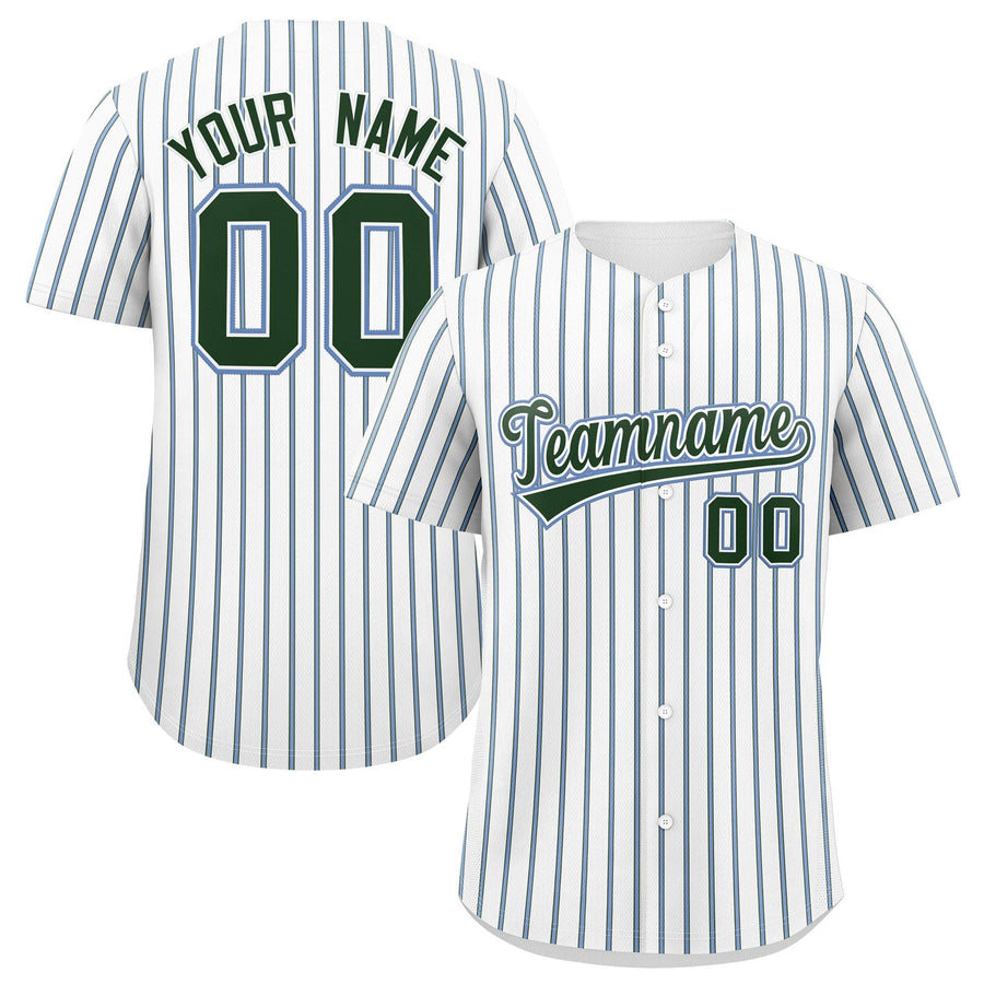 Custom White Light Blue Tricolor Stripe Fashion Baseball Jersey | BuyFootballJersey