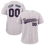 Custom White Navy Tricolor Stripe Fashion Baseball Jersey | BuyFootballJersey
