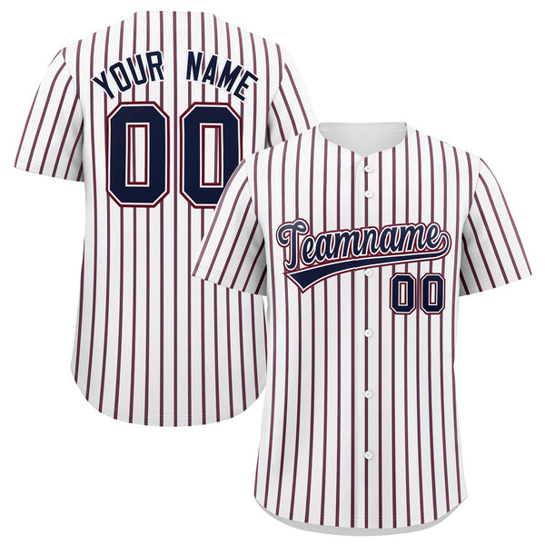 Custom White Navy Tricolor Stripe Fashion Baseball Jersey | BuyFootballJersey
