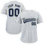 Custom White Navy Tricolor Stripe Fashion Baseball Jersey | BuyFootballJersey