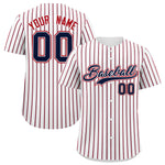 Custom White Navy Tricolor Stripe Fashion Baseball Jersey | BuyFootballJersey