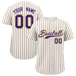 Custom White Purple Tricolor Stripe Fashion Baseball Jersey | BuyFootballJersey
