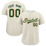 Custom White Green Tricolor Stripe Fashion Baseball Jersey | BuyFootballJersey