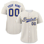 Custom White Royal Tricolor Stripe Fashion Baseball Jersey | BuyFootballJersey