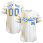 Custom White Powder Blue Tricolor Stripe Fashion Baseball Jersey | BuyFootballJersey