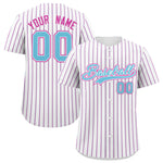 Custom White Sky Blue Tricolor Stripe Fashion Baseball Jersey | BuyFootballJersey