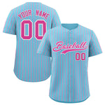 Custom Sky Blue White Tricolor Stripe Fashion Baseball Jersey | BuyFootballJersey