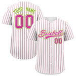 Custom White Neon Green Tricolor Stripe Fashion Baseball Jersey | BuyFootballJersey