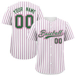 Custom White Kelly Green Tricolor Stripe Fashion Baseball Jersey | BuyFootballJersey