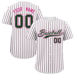 Custom White Pink Tricolor Stripe Fashion Baseball Jersey | BuyFootballJersey