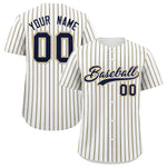 Custom White Navy Tricolor Stripe Fashion Baseball Jersey | BuyFootballJersey