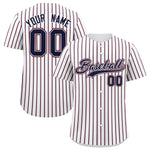 Custom White Navy Tricolor Stripe Fashion Baseball Jersey | BuyFootballJersey