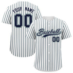 Custom White Navy Tricolor Stripe Fashion Baseball Jersey | BuyFootballJersey