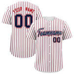 Custom White Navy Tricolor Stripe Fashion Baseball Jersey | BuyFootballJersey
