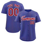 Custom Royal White Tricolor Stripe Fashion Baseball Jersey | BuyFootballJersey