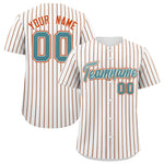 Custom White Aqua Tricolor Stripe Fashion Baseball Jersey | BuyFootballJersey