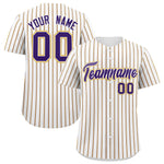 Custom White Purple Tricolor Stripe Fashion Baseball Jersey | BuyFootballJersey