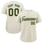 Custom White Green Tricolor Stripe Fashion Baseball Jersey | BuyFootballJersey