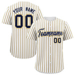 Custom White Navy Tricolor Stripe Fashion Baseball Jersey | BuyFootballJersey