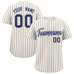 Custom White Royal Tricolor Stripe Fashion Baseball Jersey | BuyFootballJersey
