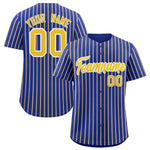 Custom Royal White Tricolor Stripe Fashion Baseball Jersey | BuyFootballJersey