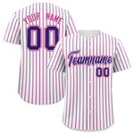 Custom White Purple Tricolor Stripe Fashion Baseball Jersey | BuyFootballJersey
