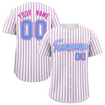 Custom White Powder Blue Tricolor Stripe Fashion Baseball Jersey | BuyFootballJersey