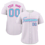 Custom White Sky Blue Tricolor Stripe Fashion Baseball Jersey | BuyFootballJersey