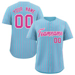 Custom Sky Blue White Tricolor Stripe Fashion Baseball Jersey | BuyFootballJersey