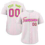 Custom White Neon Green Tricolor Stripe Fashion Baseball Jersey | BuyFootballJersey