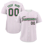 Custom White Kelly Green Tricolor Stripe Fashion Baseball Jersey | BuyFootballJersey