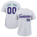 Custom White Aqua Tricolor Stripe Fashion Baseball Jersey | BuyFootballJersey