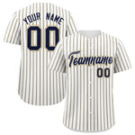 Custom White Navy Tricolor Stripe Fashion Baseball Jersey | BuyFootballJersey