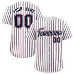 Custom White Navy Tricolor Stripe Fashion Baseball Jersey | BuyFootballJersey