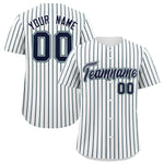 Custom White Navy Tricolor Stripe Fashion Baseball Jersey | BuyFootballJersey