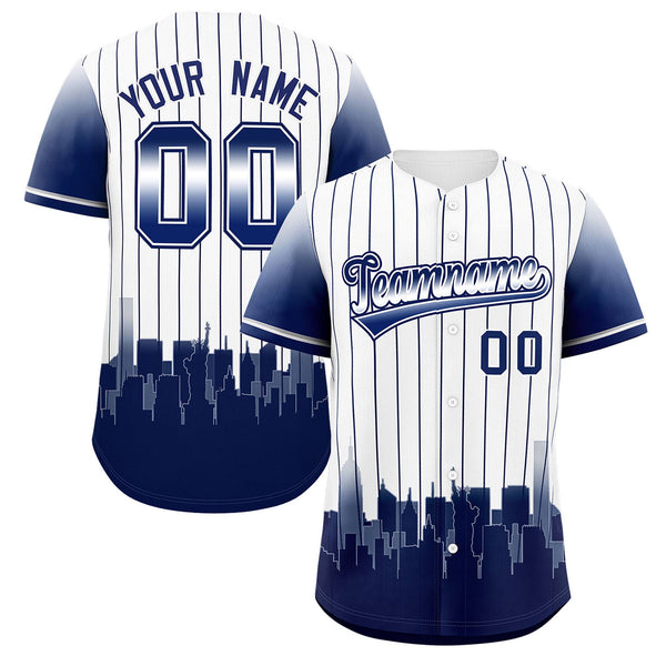 Custom White New York City Silhouette Baseball Jersey | BuyFootballJersey