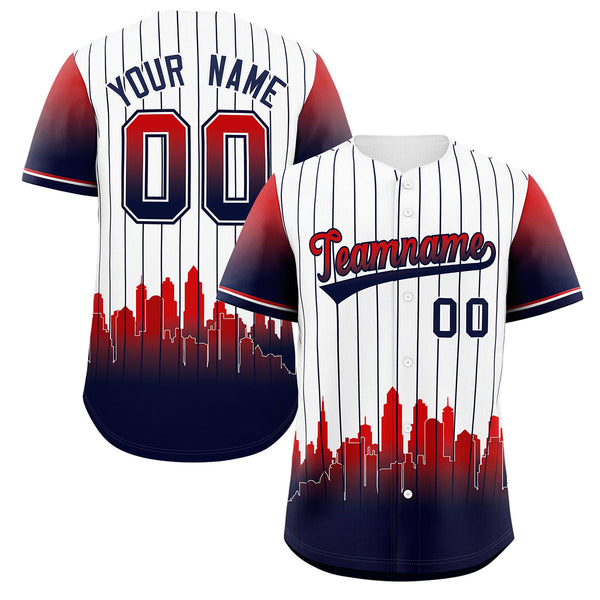 Custom White Boston City Silhouette Baseball Jersey | BuyFootballJersey