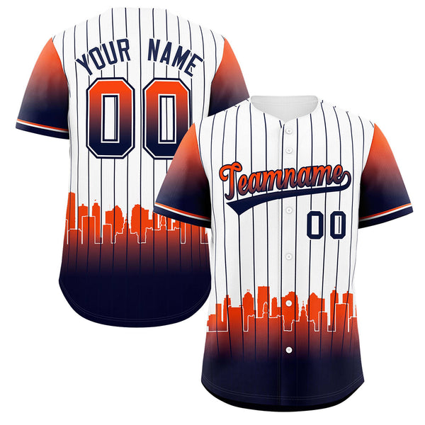 Custom White Detroit City Silhouette Baseball Jersey | BuyFootballJersey